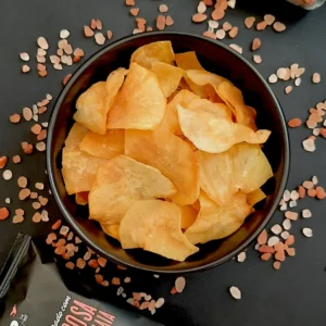 Chips de Batata-Doce Sem Glúten Belive temperados com Sal Rosa do Himalaia